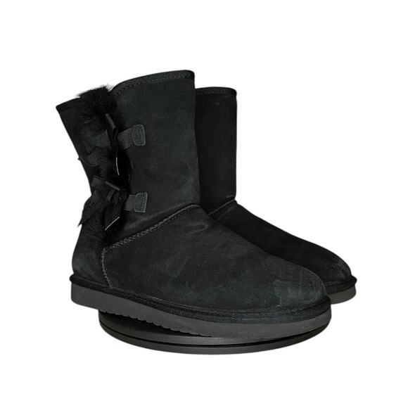 Womens Koolaburra by UGG Suede Bailey Bow Boots Size 9 Black - Picture 3 of 6